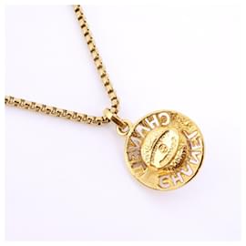 Chanel-Chanel Gold Plated Necklace with Color Stone-Red,Golden