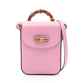 Gucci-Gucci Bamboo Handbag in Pink Leather-Pink