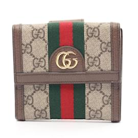 Gucci-Gucci Ophidia GG French Flap Wallet-Brown,Beige