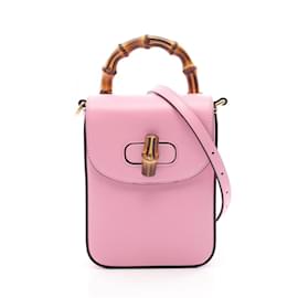 Gucci-Gucci Bamboo Handbag in Pink Leather-Pink
