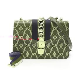 Gucci-Gucci Sylvie Sherry Line GG Pattern Shoulder Bag-Red,Multiple colors