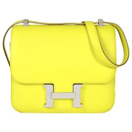 Hermès-Sac à épaule Hermes Constance 3 24 Lime Evercolor D Stamp-Doré,Jaune