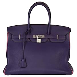 Hermès-Sac à main bicolore Hermes Birkin 35-Rose,Multicolore,Violet