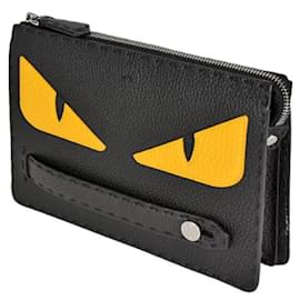 Fendi-Fendi Bugs Clutch Bag-Black,Yellow