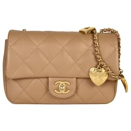Chanel-Chanel Matelasse Coco Mark Chain Shoulder Bag-Beige