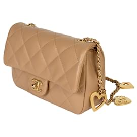 Chanel-Chanel Matelasse Coco Mark Chain Shoulder Bag-Beige