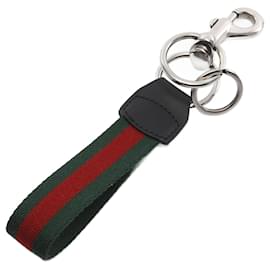 Gucci-Chaveiro Gucci Web Stripe-Preto,Vermelho,Verde