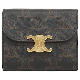Céline-Celine Tri-fold Wallet-Brown,Black