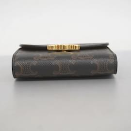 Céline-Celine Tri-fold Wallet-Brown,Black