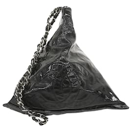 Chanel-Chanel Black Patent Leather Shoulder Bag-Black