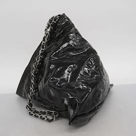Chanel-Chanel Black Patent Leather Shoulder Bag-Black