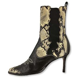 Christian Dior Python-Cowboy-Stiefel Dior von Galliano Schwarz Beige Grau Python drucken Hellbraun