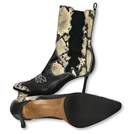 Christian Dior-python cowboy boots Dior by Galliano-Black,Beige,Grey,Python print,Light brown