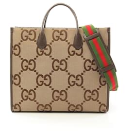Gucci-Gucci Jumbo GG Tote Bag-Brown,Beige