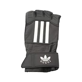 Gucci-Luvas curtas de couro Trefoil Gucci x Adidas-Preto