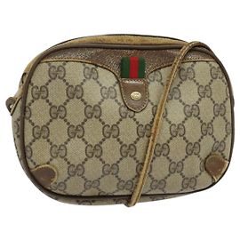 GUCCI GG Supreme Web Sherry Line Bolsa de Ombro PVC Bege 89 02 066 Auth BA1300 Bege