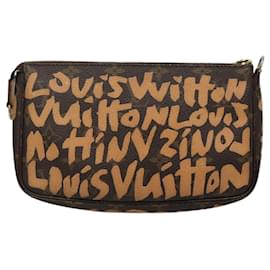 Louis Vuitton-LOUIS VUITTON Monogram Graffiti Pochette Accessoires Orange M92193 Auth 120052-Orange