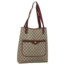 Gucci-GUCCI GG Supreme Web Sherry Line Tote Bag PVC Beige Gold 16 002 4487 Auth 120412-Beige,Golden