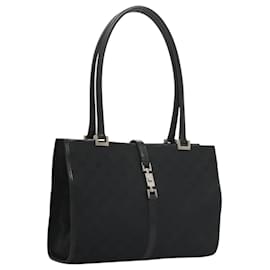 Gucci-GUCCI GG Canvas Jackie Tote Bag Black Silver 002 1073 Auth am8047-Black,Silvery