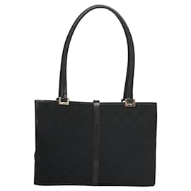 Gucci-GUCCI GG Canvas Jackie Tote Bag Black Silver 002 1073 Auth am8047-Black,Silvery