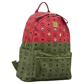 MCM-MCM Vicetos Logogram Backpack PVC Leather Pink Gold Auth 119969-Pink,Golden