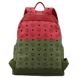 MCM-MCM Vicetos Logogram Backpack PVC Leather Pink Gold Auth 119969-Pink,Golden