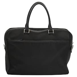 Prada-PRADA Business Bag Leather Black Silver Auth bs24706-Black,Silvery