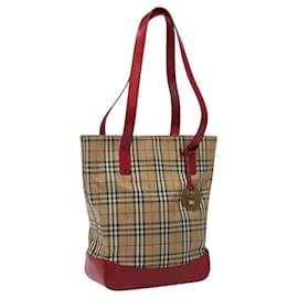 Autre Marque-Burberrys Nova Check Tote Bag Canvas Beige Gold Auth 116349-Beige,Golden