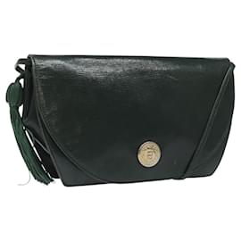 Fendi-FENDI Shoulder Bag Leather Green Gold Auth BA1498-Golden,Green