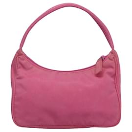 Prada-PRADA Accessory Pouch Nylon Pink Silver Auth ac3790-Silvery,Pink