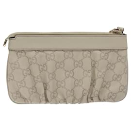 Gucci-GUCCI GG Canvas Guccissima Pouch Leather White 224073 Auth am8131-White
