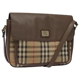 Autre Marque-Burberrys Nova Check Shoulder Bag Canvas Beige Auth BA1357-Beige