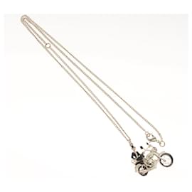 Chanel-CHANEL Bike Necklace metal Silver CC Auth 118435-Silvery