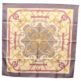 Hermès-HERMES Carre 90 Scarf ""Eperon d'or"" Silk Beige Auth am8169-Beige