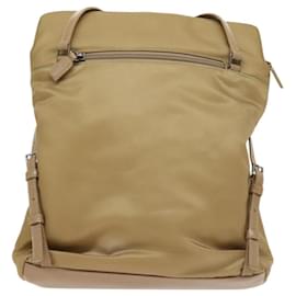 Christian Dior-Christian Dior Backpack Nylon Beige Silver Auth bs24452-Silvery,Beige