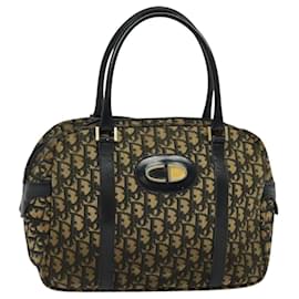 Christian Dior-Christian Dior Trotter Canvas Hand Bag Navy Gold Auth bs24896-Golden,Navy blue