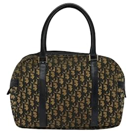 Christian Dior-Christian Dior Trotter Canvas Hand Bag Navy Gold Auth bs24896-Golden,Navy blue