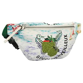 Gucci-GUCCI Children's Waist bag Nylon White Silver 502095 Auth ac3786-Silvery,White