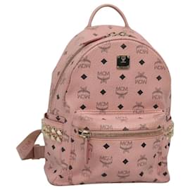 MCM-MCM Vicetos Logogram Backpack PVC Leather Pink Gold Auth ac3762-Pink,Golden