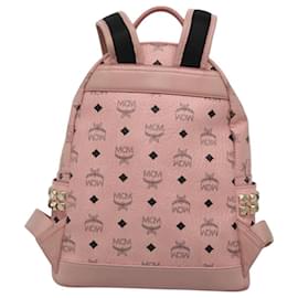 MCM-MCM Vicetos Logogram Backpack PVC Leather Pink Gold Auth ac3762-Pink,Golden