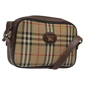 Autre Marque-Burberrys Nova Check Shoulder Bag Canvas Beige Auth BA1355-Beige