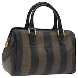 Fendi-Sac à main en toile Pecan FENDI marron noir Auth 119328-Marron,Noir