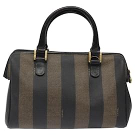 Fendi-Sac à main en toile Pecan FENDI marron noir Auth 119328-Marron,Noir