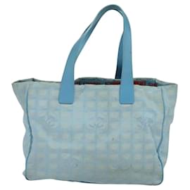 Chanel-CHANEL New Travel line Tote Bag Nylon Light Blue CC Auth 119372-Light blue