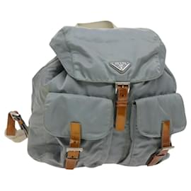 PRADA Backpack Nylon Light Blue Silver Auth 118295 Silvery Light blue
