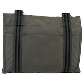 Hermès-HERMES Fourre Tout Bassas MM Sac à épaule Toile Grise Auth bs24748-Marron
