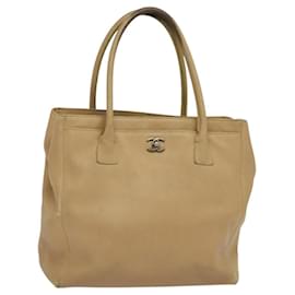 Chanel-CHANEL Tote Bag Caviar Skin Beige Gold CC Auth bs24765-Beige,Golden