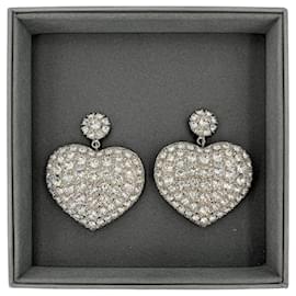 Balenciaga-Boucles d'oreilles pendantes en métal en forme de cœur argenté-Argenté