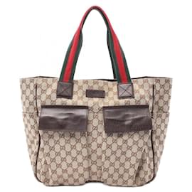 Gucci-Gucci Sherry Line GG Canvas Tote Bag-Brown,Beige