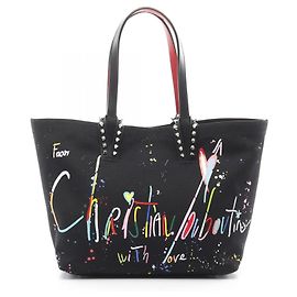 Borsa Tote Cabata Beach Small di Christian Louboutin Nero Multicolore